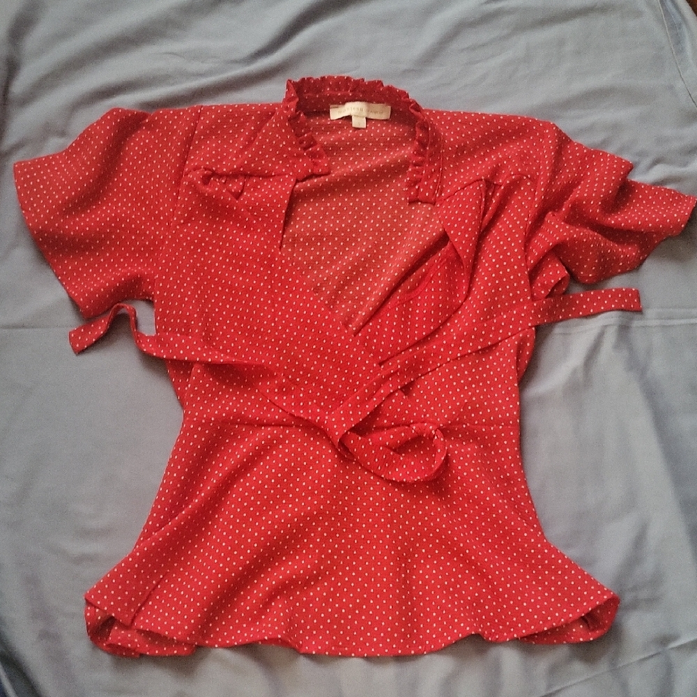 Elegant Red Polka Dot Blouse